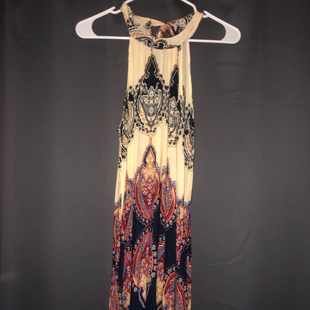 Cute High Neck Multi-colored Patterned Dress